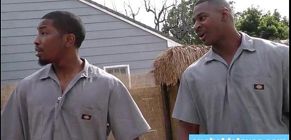  Smokin hot brunette wife lets 2 black men into her house